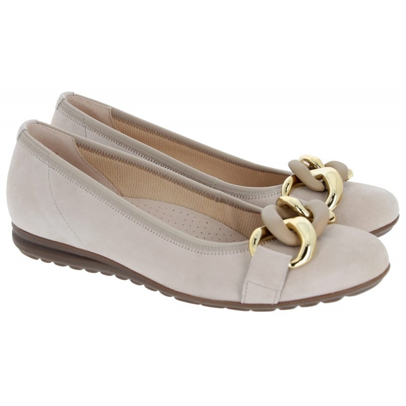 Gabor Sabia 42.625 ladies flat shoes in beige suede